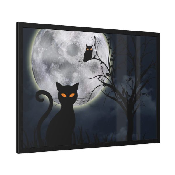 Cat and Full Moon Framed Poster