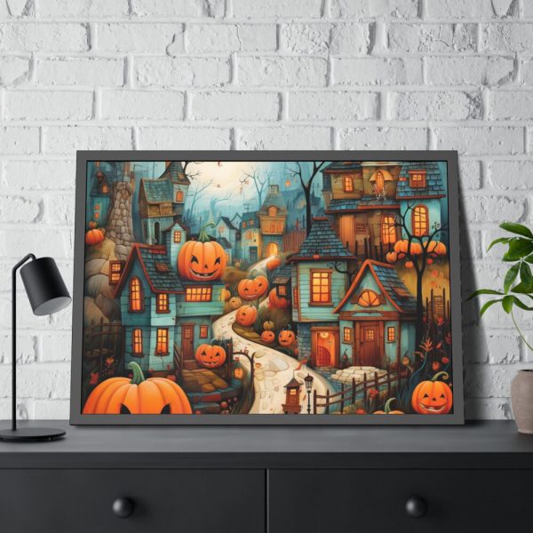 93855-147.jpg Halloween Jack-o-Lantern Village Framed Poster