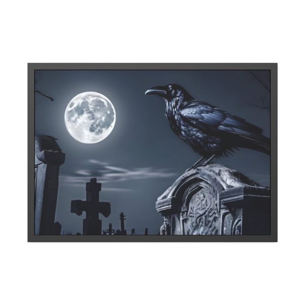 93855-156.jpg Raven Crow Gravestones Full Moon Framed Poster