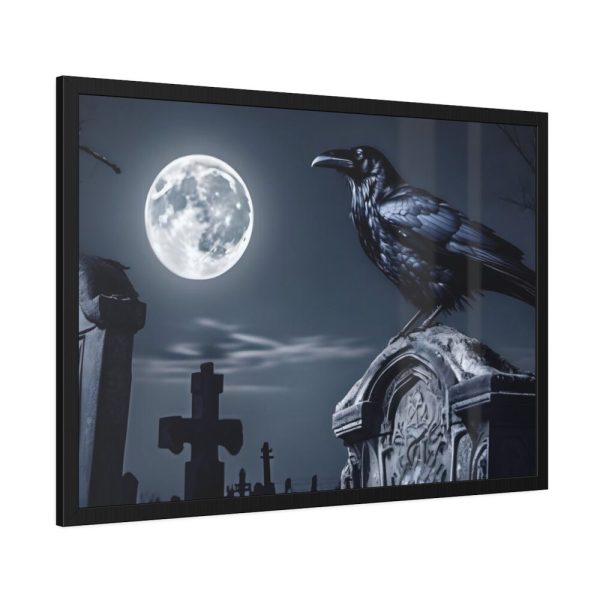 93855-157.jpg Raven Crow Gravestones Full Moon Framed Poster