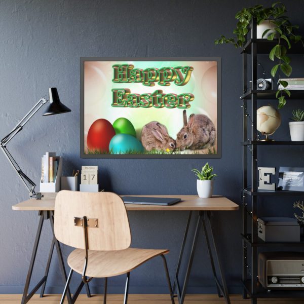 Two Easter Bunny with Eggs Framed Poster