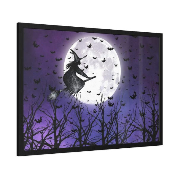 93855-202.jpg Halloween Witch Flying Broom Framed Poster
