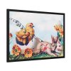 Chickens Chicks and Easter Bunny Framed Poster