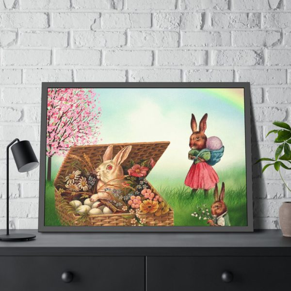 Easter Bunny in Basket Framed Poster
