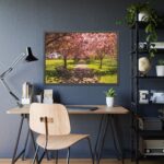 Park with Pink Blossom Trees Framed Poster - Image 7