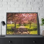 Park with Pink Blossom Trees Framed Poster - Image 8