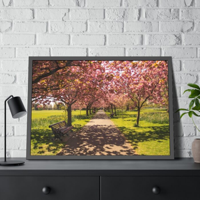 Park with Pink Blossom Trees Framed Poster - Image 8