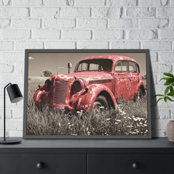 93855-3.jpg Car Vintage Red Rusty Framed Poster