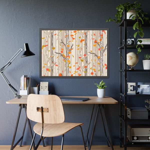 93855-311.jpg Bare Tree And Autumn Fall Leaves Framed Poster