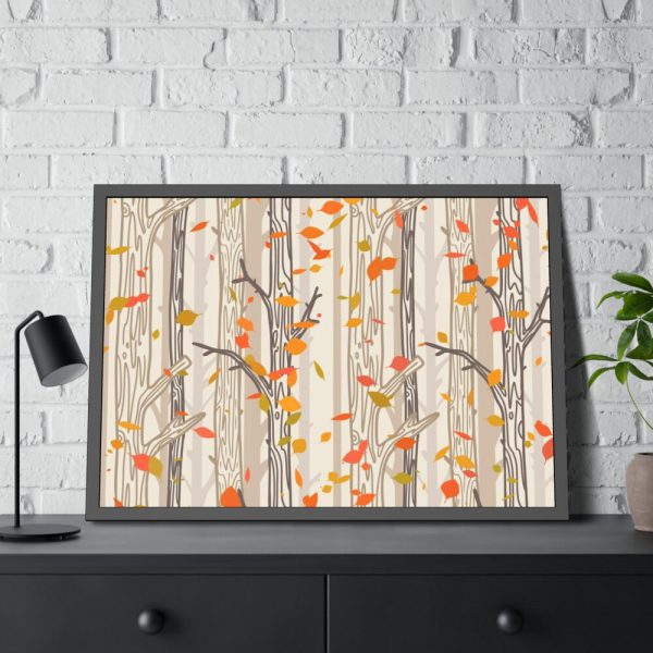 93855-312.jpg Bare Tree And Autumn Fall Leaves Framed Poster