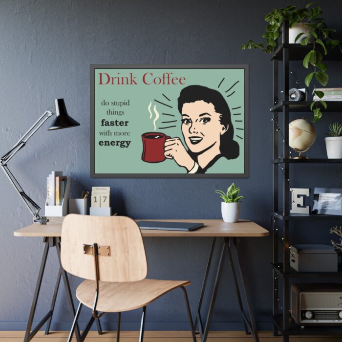 Retro Coffee Drinking Woman Framed Poster - Image 7