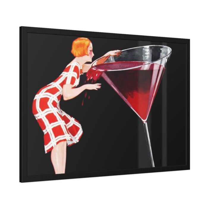 Woman Drinks From Large Wine Glass Framed Poster - Image 6