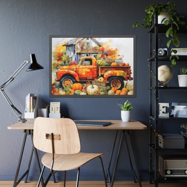 93855-42.jpg Autumn Pumpkin Truck Calendar Art Framed Poster