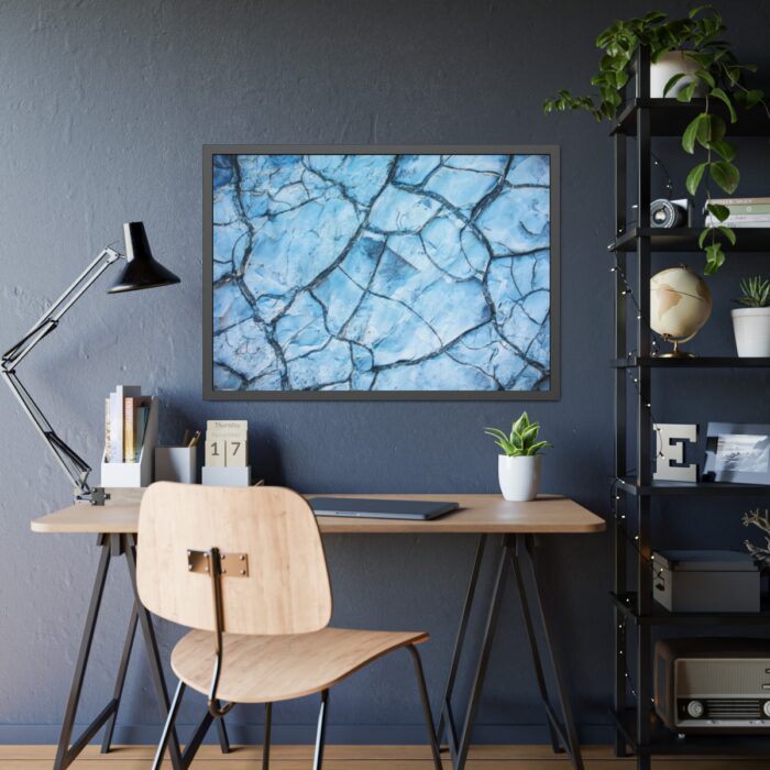 Blue Cracked Ground Texture Framed Poster - Image 7