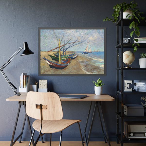 93855-447.jpg Vincent van Gogh's Fishing Boats on the Beach Framed Poster