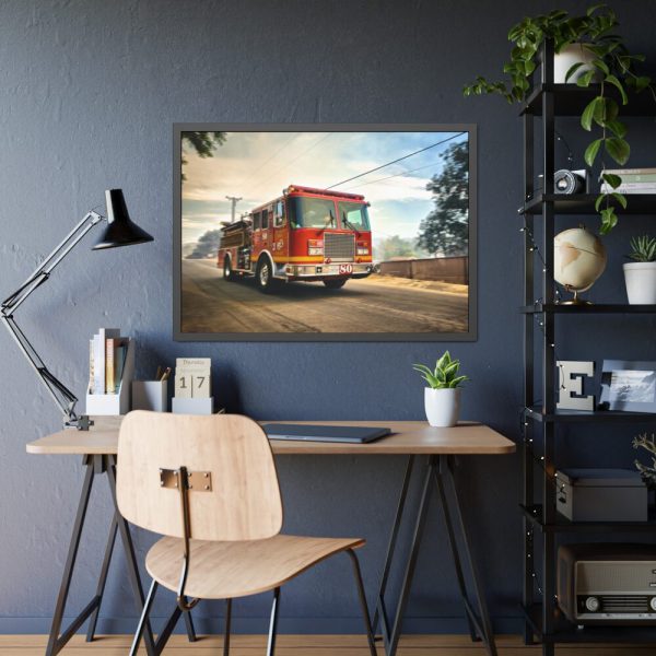 93855-46.jpg Speeding Fire Truck Framed Poster