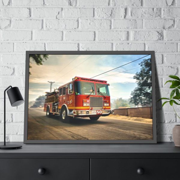 93855-47.jpg Speeding Fire Truck Framed Poster