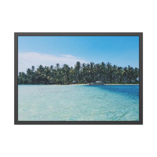 93855-537.jpg Boat Moored at an Island Framed Poster