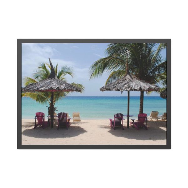 93855-545.jpg Sunny Beach With Palm Tree Framed Poster