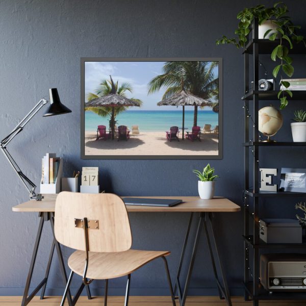 93855-547.jpg Sunny Beach With Palm Tree Framed Poster