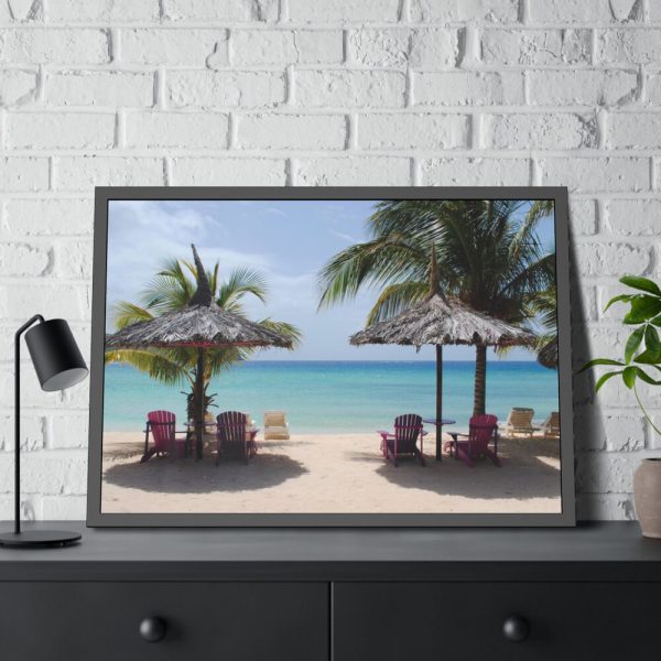 93855-548.jpg Sunny Beach With Palm Tree Framed Poster
