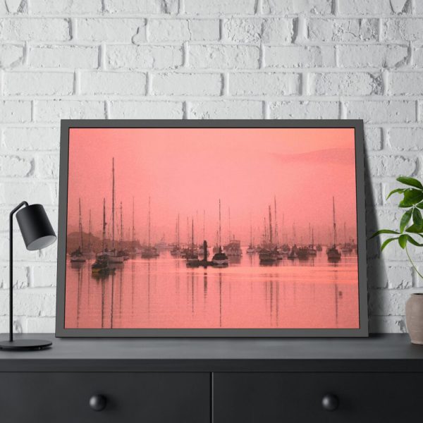 93855-552.jpg Pink Photo With Boats Framed Poster