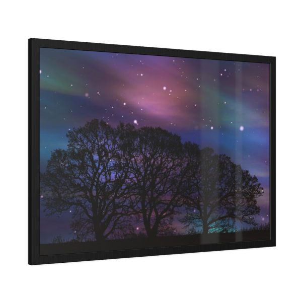 93855-566.jpg Tree Forest Starry Aurora Framed Poster