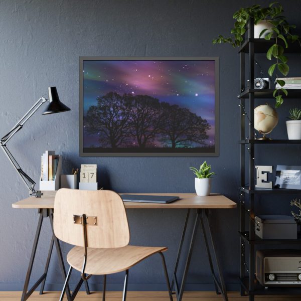 93855-567.jpg Tree Forest Starry Aurora Framed Poster