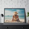 Young Woman On The Beach Framed Poster