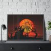 Halloween Mansion and Moon Framed Poster