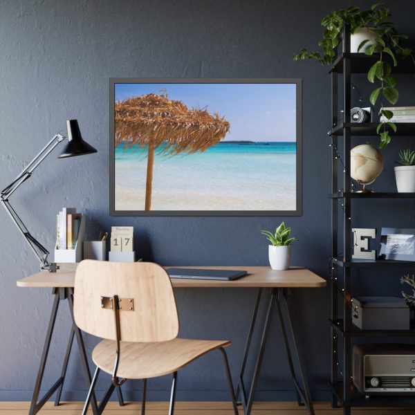 Parasol On The Beach Framed Poster