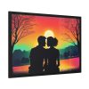 Romantic Couple Sunset Silhouette Framed Poster