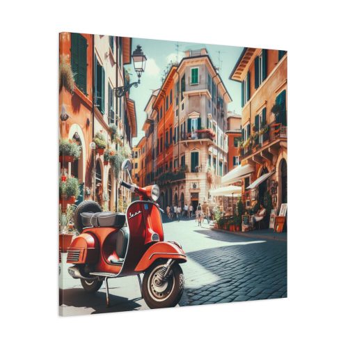 Red Vespa in Italy I Standard Canvas