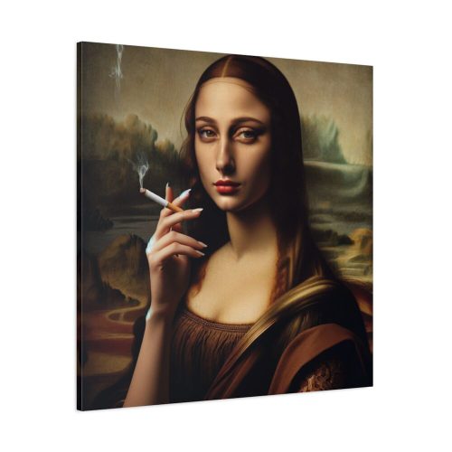 Young Girl like Mona Lisa Casually Smoking Cigarette Standard Canvas