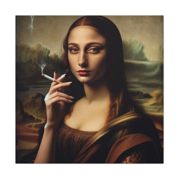 101419-196.jpg Young Girl like Mona Lisa Casually Smoking Cigarette Standard Canvas