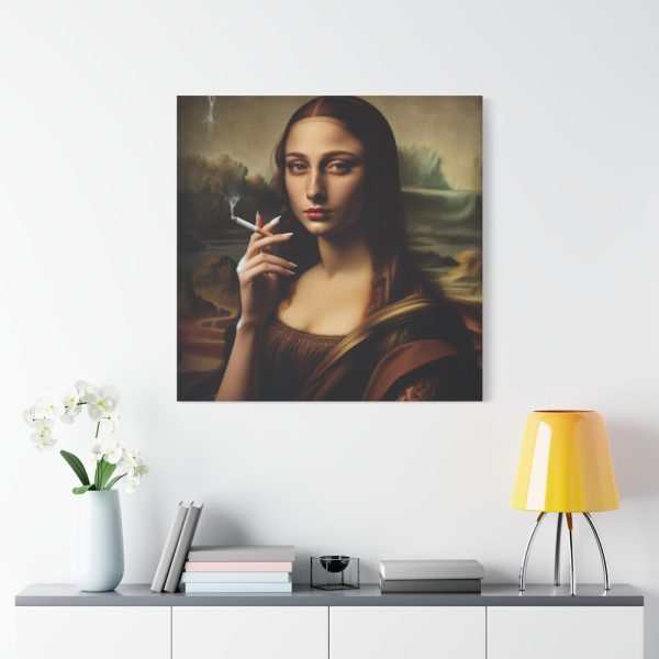 101419-197.jpg Young Girl like Mona Lisa Casually Smoking Cigarette Standard Canvas