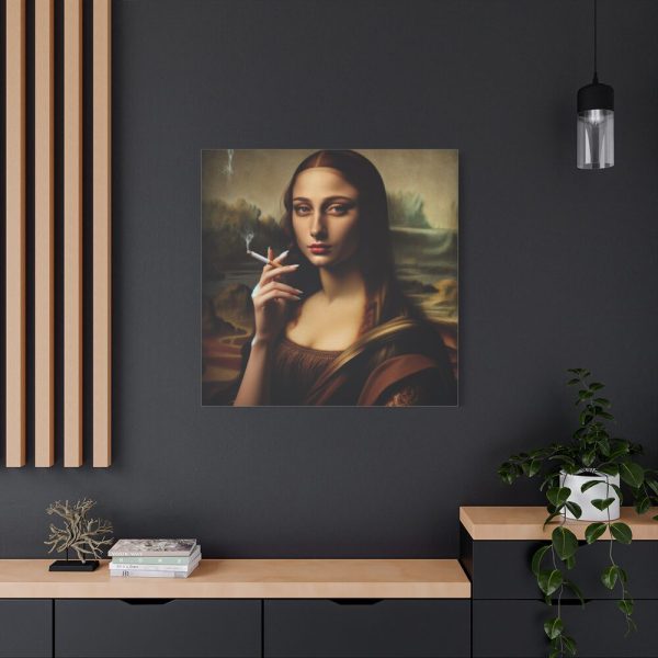 101419-198.jpg Young Girl like Mona Lisa Casually Smoking Cigarette Standard Canvas