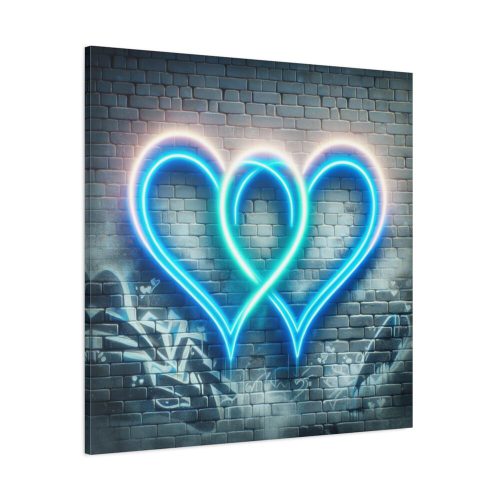 101419-210.jpg Two Interlocking Neon Hearts in a Graffiti Style Standard Canvas