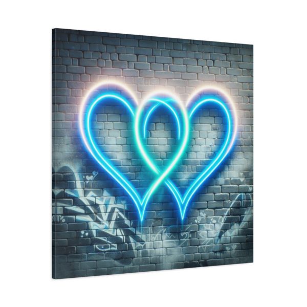 101419-210.jpg Two Interlocking Neon Hearts in a Graffiti Style Standard Canvas