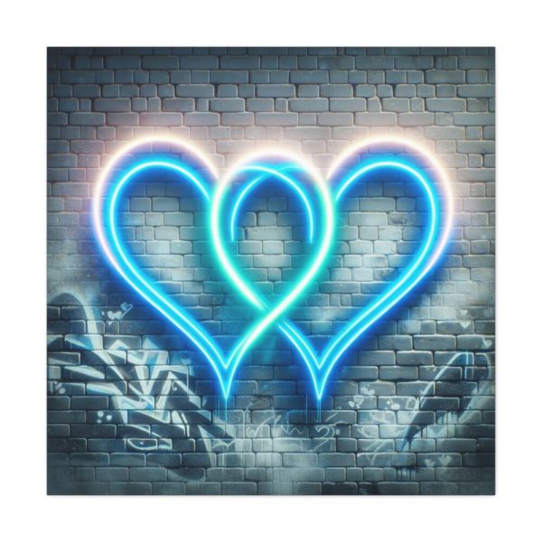 101419-211.jpg Two Interlocking Neon Hearts in a Graffiti Style Standard Canvas