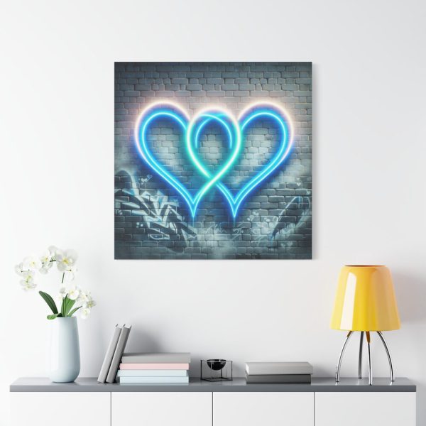 101419-212.jpg Two Interlocking Neon Hearts in a Graffiti Style Standard Canvas