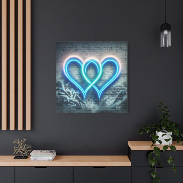 101419-213.jpg Two Interlocking Neon Hearts in a Graffiti Style Standard Canvas