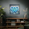 101419-214.jpg Two Interlocking Neon Hearts in a Graffiti Style Standard Canvas