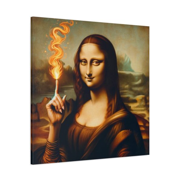 101419-235.jpg Mona Lisa Raising Index Finger With Fire Standard Canvas