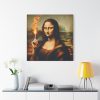 101419-237.jpg Mona Lisa Raising Index Finger With Fire Standard Canvas