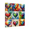 Nine Colorful Painted Hearts Standard Canvas