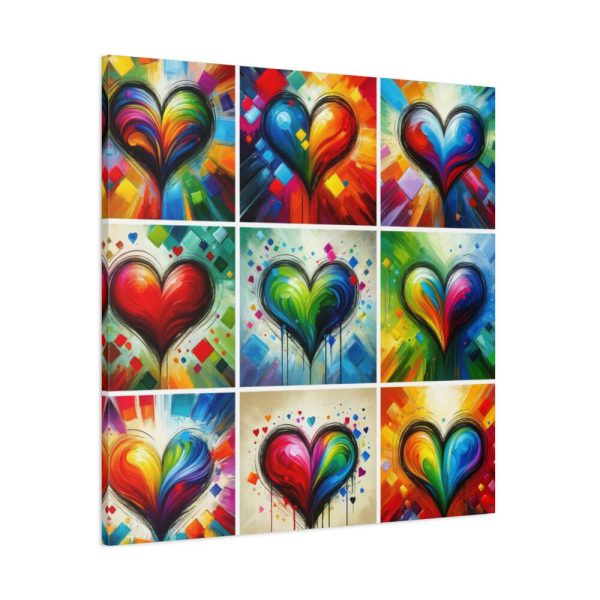 Nine Colorful Painted Hearts Standard Canvas