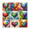 Nine Colorful Painted Hearts Standard Canvas