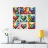Nine Colorful Painted Hearts Standard Canvas