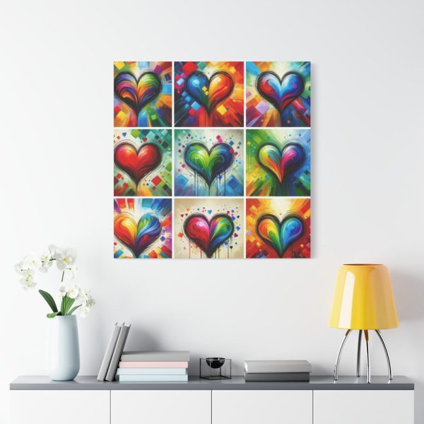 Nine Colorful Painted Hearts Standard Canvas